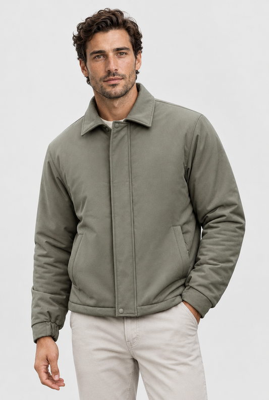 The Coach Jacket in Army Green, front view