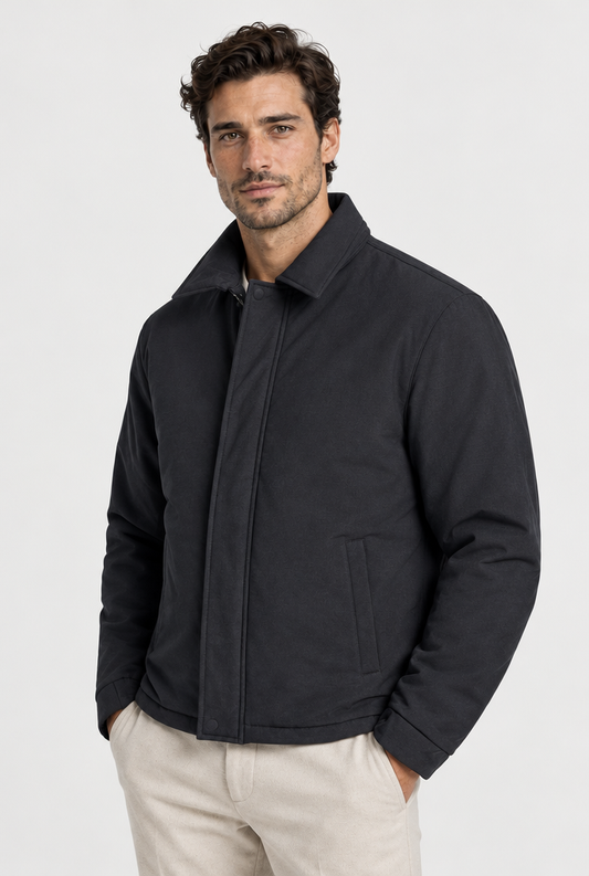 The Coach Jacket in Black, front view