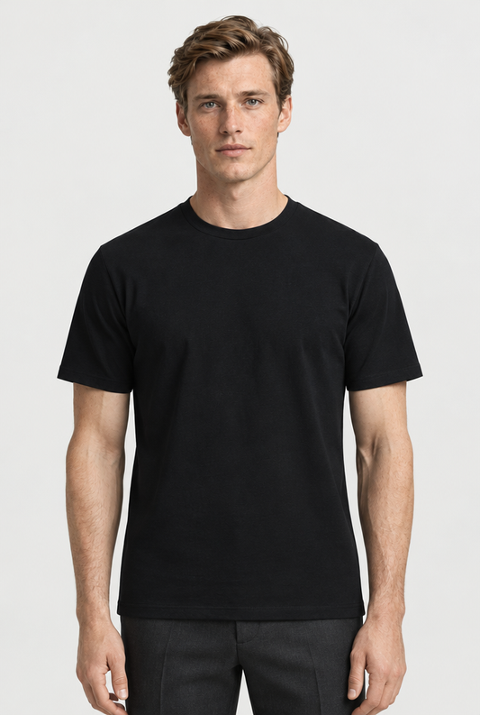 Heirvale black essential tee front view