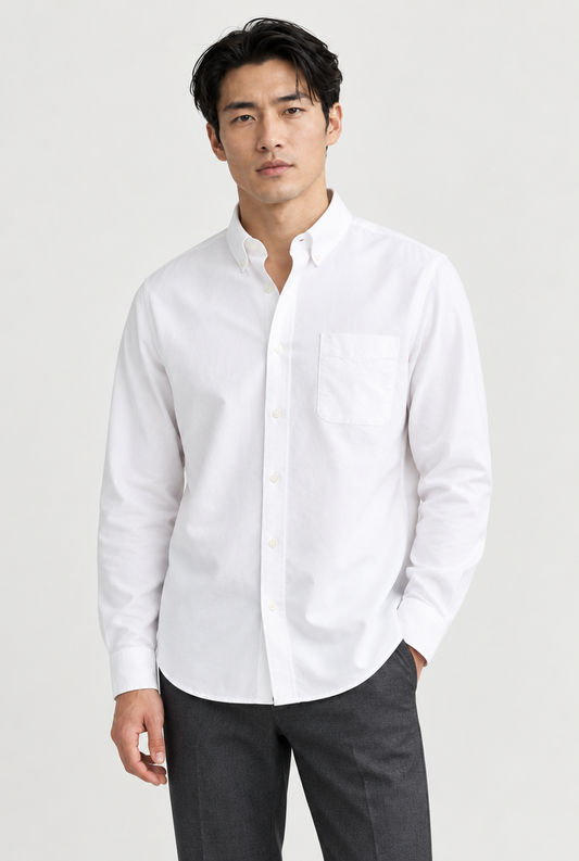 HEIRVALE The Long-Sleeve Shirt — White — main view