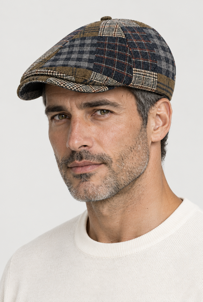 The Patchwork Newsboy Cap โ Navy