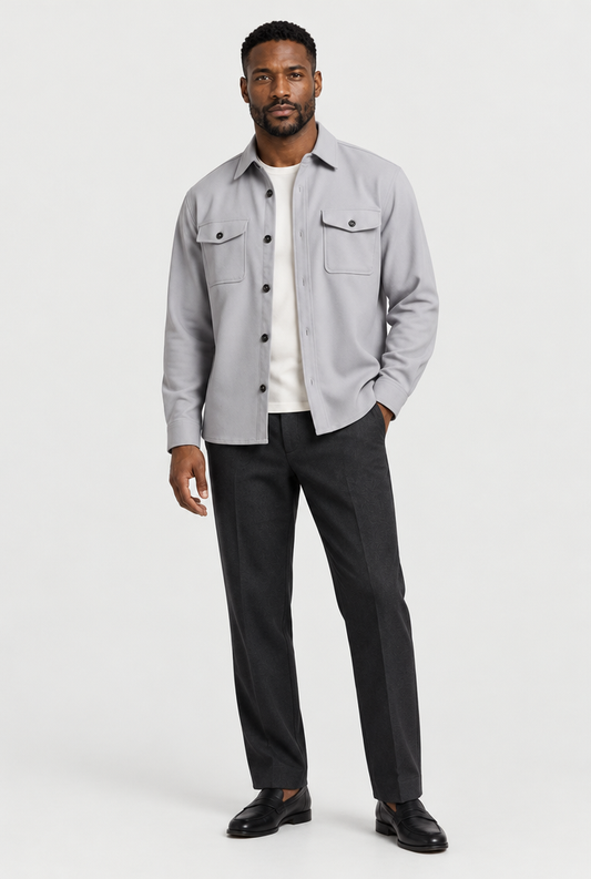 HEIRVALE The Pocket Overshirt — Grey — full look