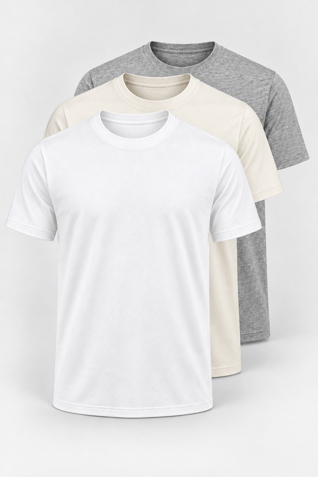 The Light Edit 3-pack: white, off-white and heather grey plain T-shirts
