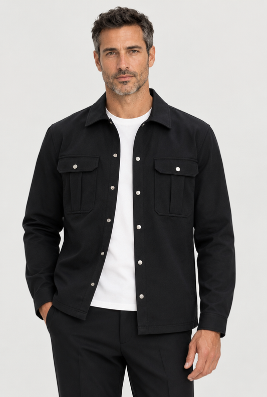 The Cargo Overshirt — Black — primary studio view