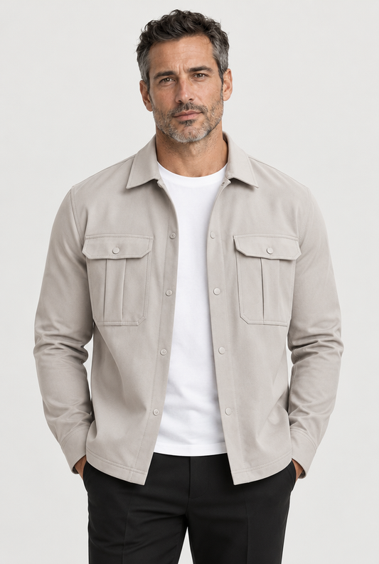 The Cargo Overshirt — Deep Stone — primary studio view