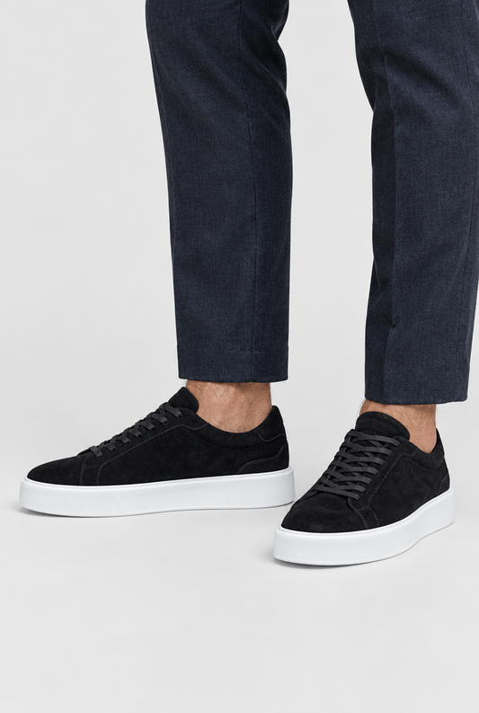 The Suede Trainer — Black — detail