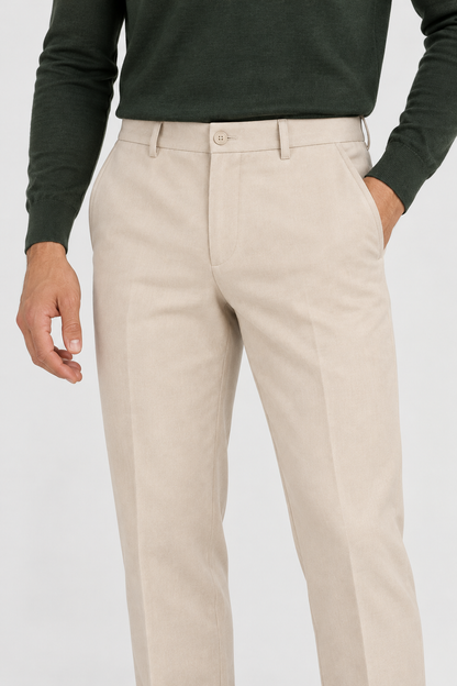 Sand tailored trousers, studio waist detail