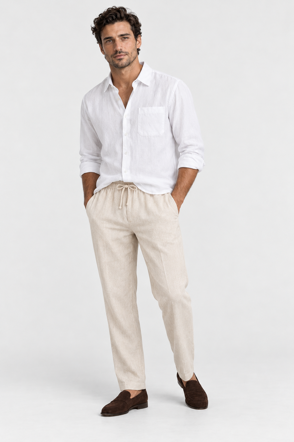 The Riviera Set — White & Sand, studio alternate view