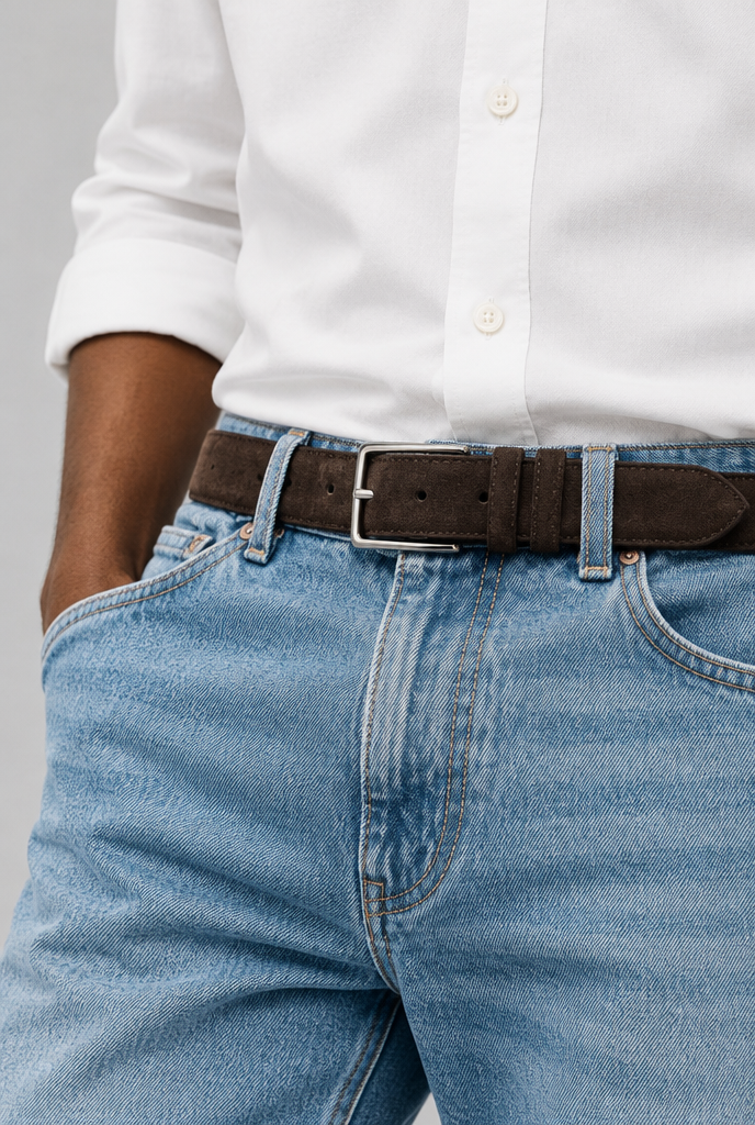 The Suede Belt — Chocolate — product detail