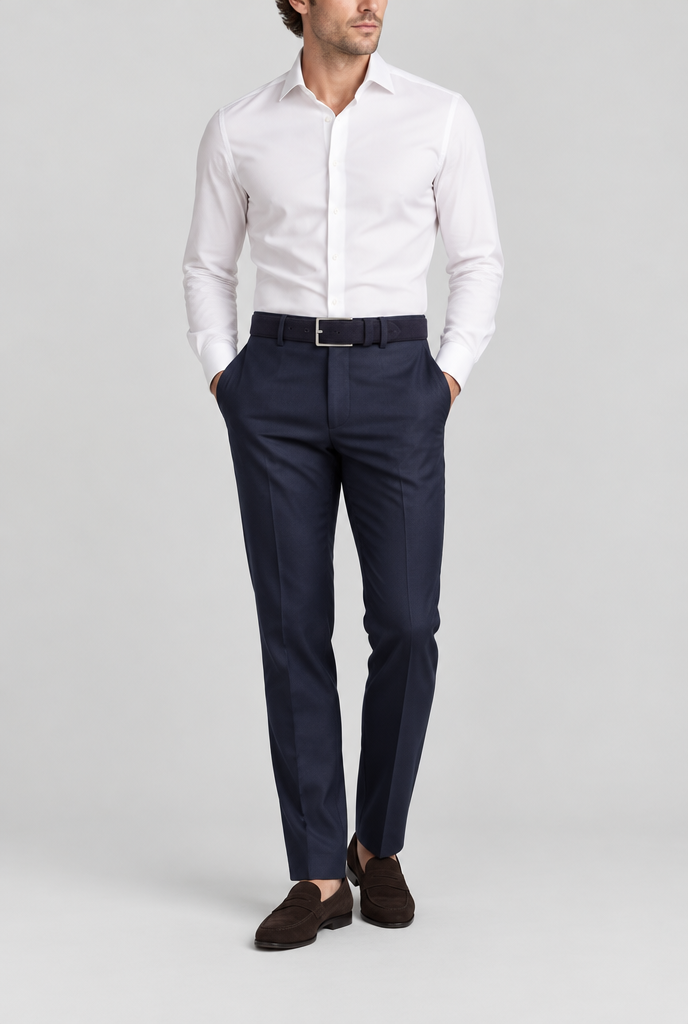 The Suede Belt — Navy — styled look