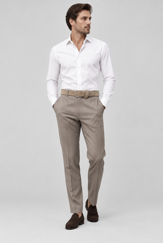The Suede Belt — Stone — styled look