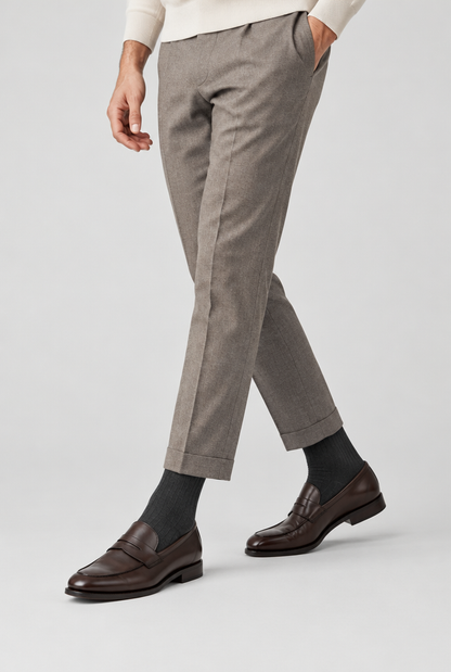 The Ribbed Socks — Charcoal — styled look