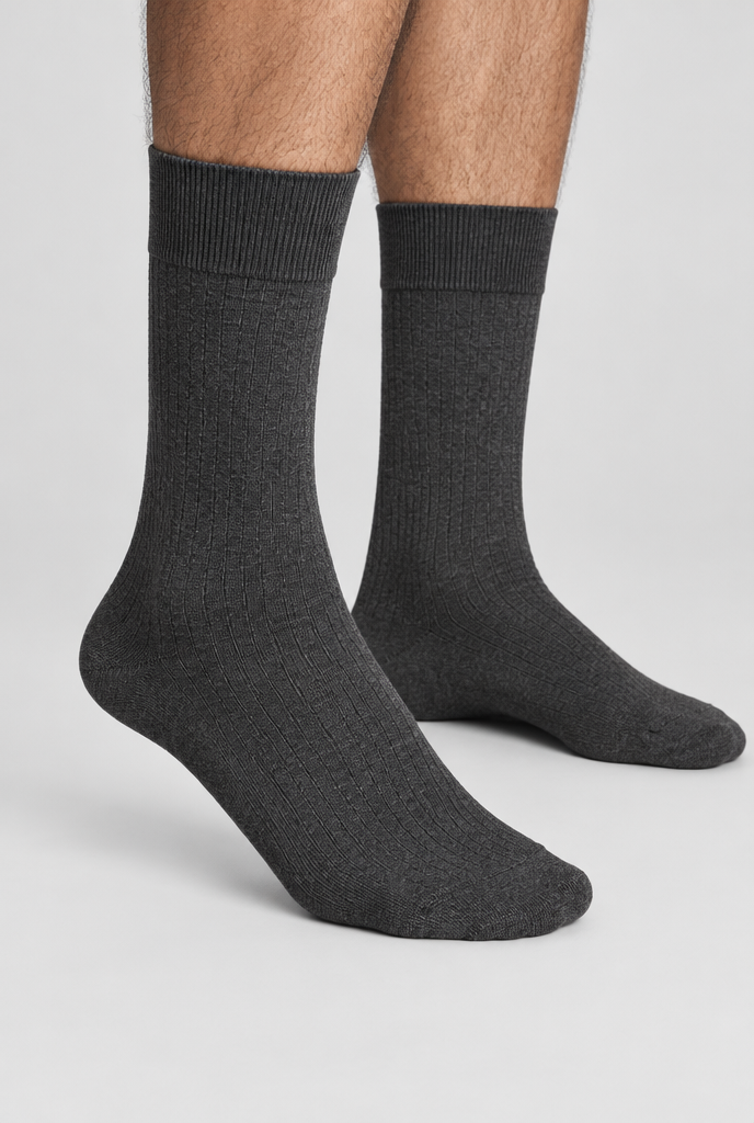 The Ribbed Socks — Charcoal — product detail
