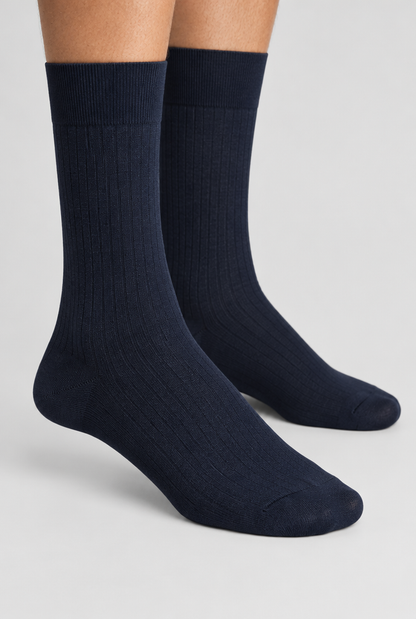 The Ribbed Socks — Navy — product detail