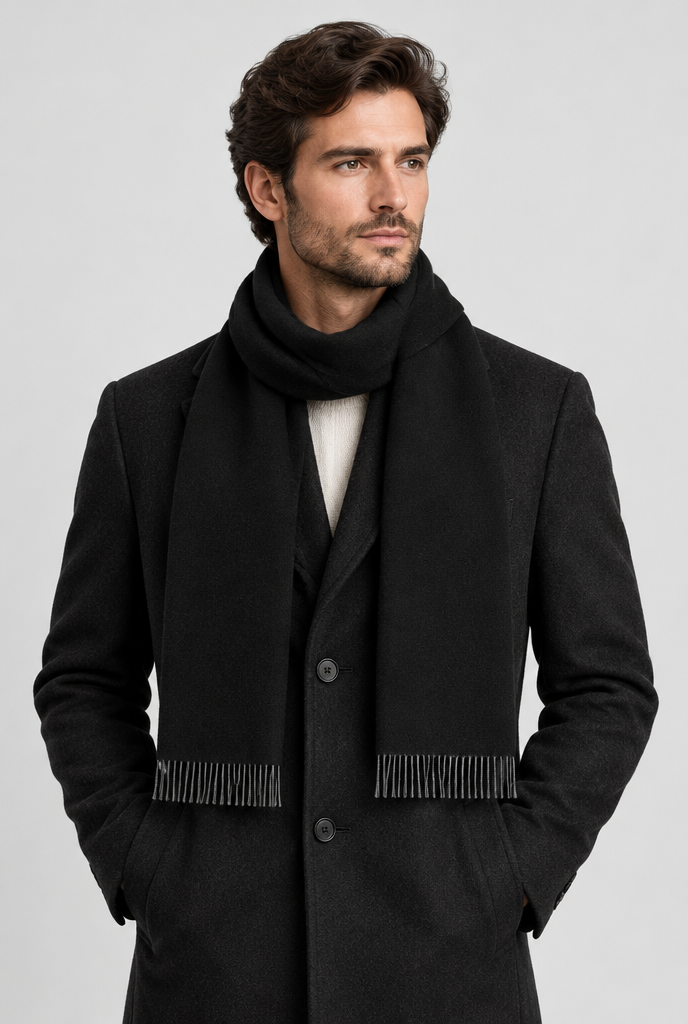 The Fringed Scarf — Black — styled look
