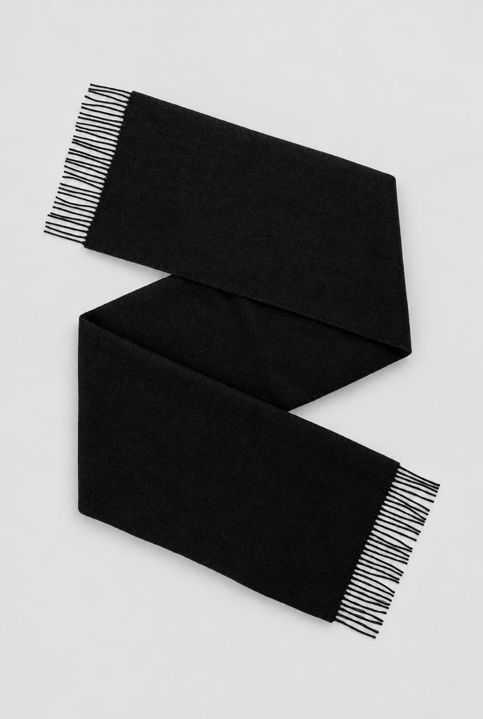 The Fringed Scarf — Black — product detail