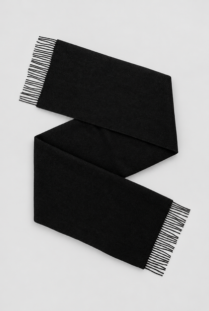 The Fringed Scarf — Black — product detail