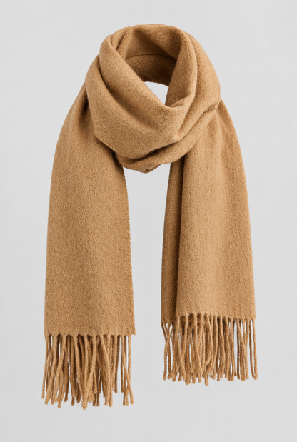 The Fringed Scarf — Camel — product detail