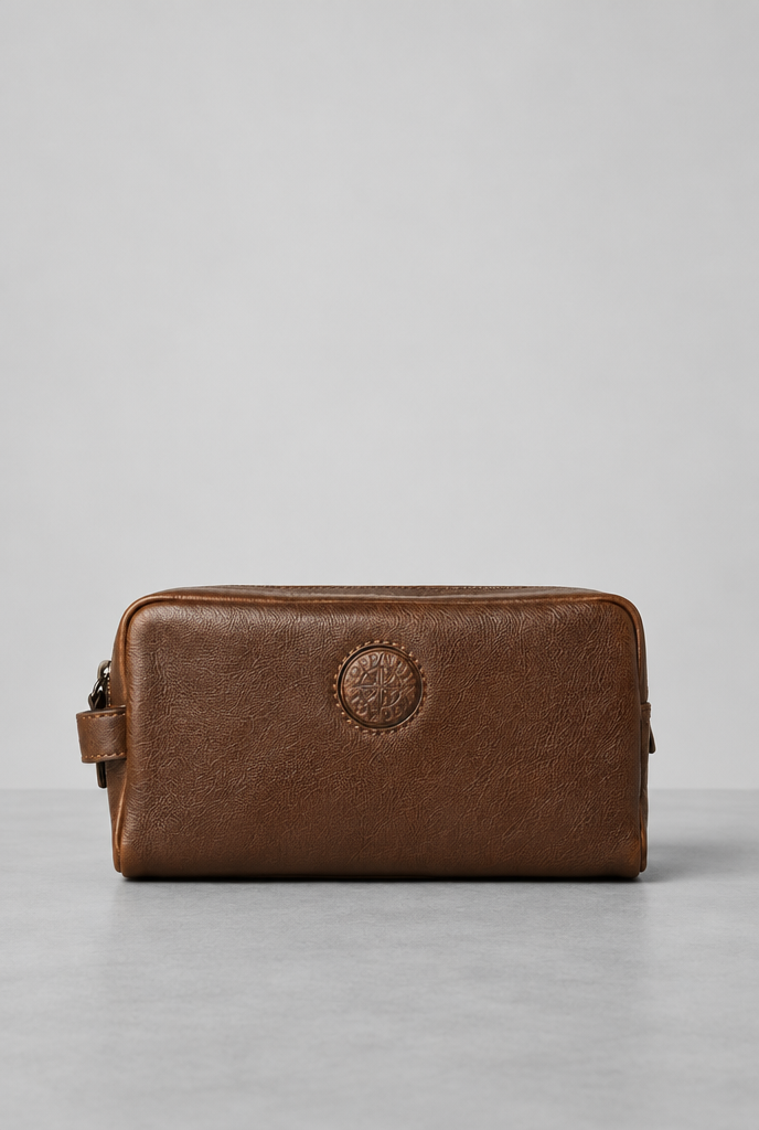 The Wash Bag — Tan — product close-up