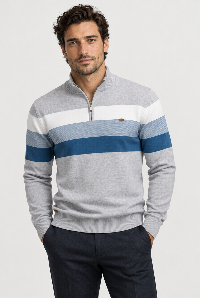 The Burk Quarter-Zip Sweater — main studio view