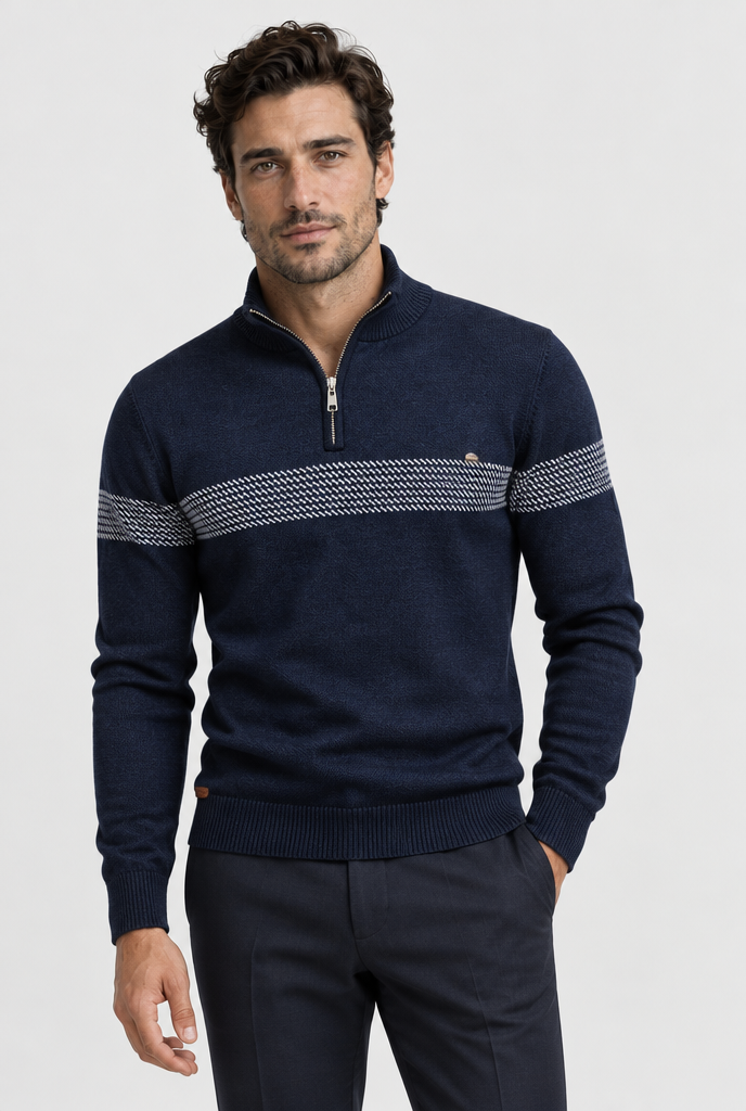 The Durham Heritage Stripe Sweater — main studio view