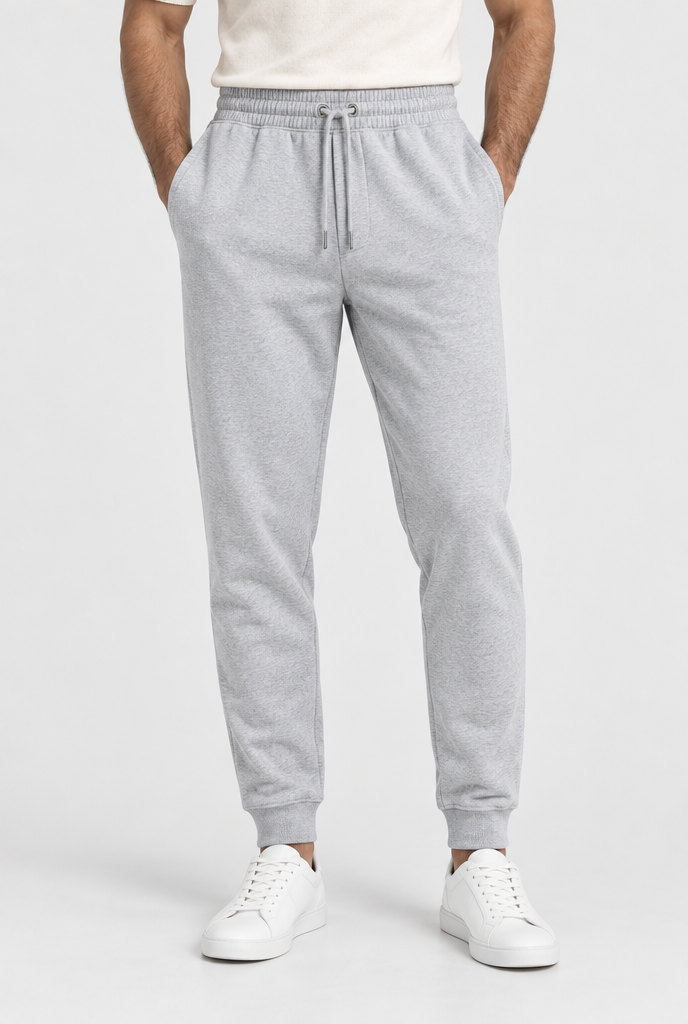 The Cuffed Jogger — Grey Marl — product close-up