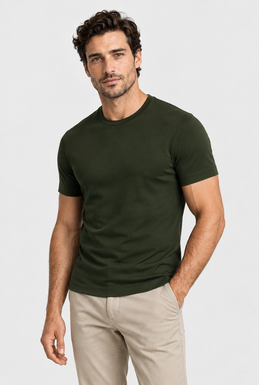 The Slim Tee in Army Green, second view