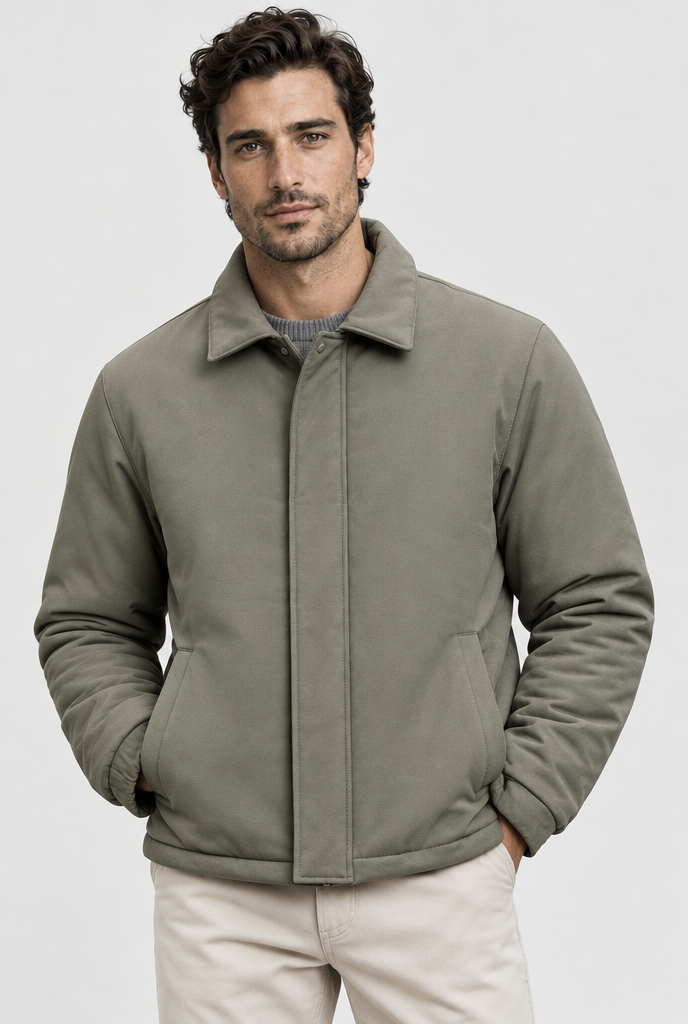 The Coach Jacket in Army Green, garment detail
