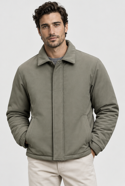 The Coach Jacket in Army Green, garment detail