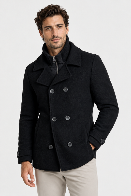 The Structured Peacoat in Black, second view