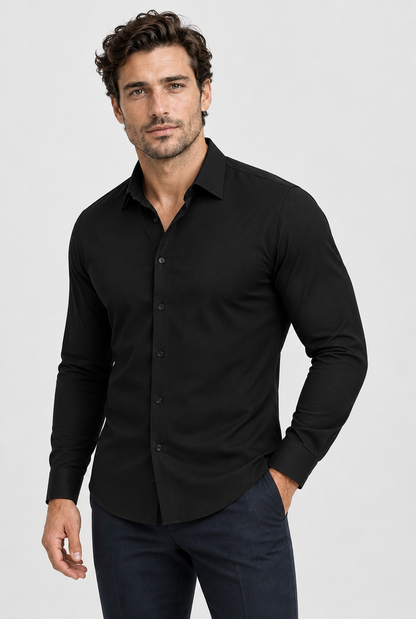 HEIRVALE fitted shirt, Black, Long Sleeve
