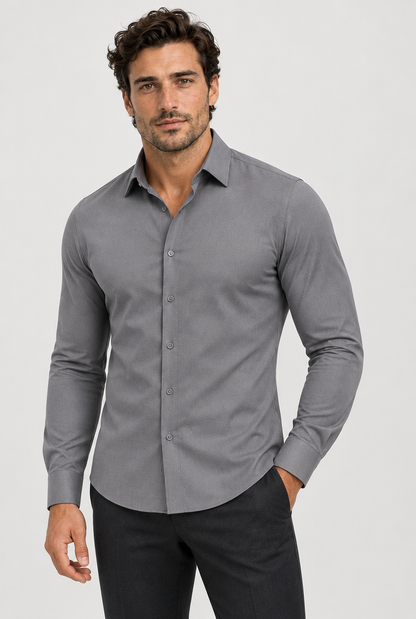 HEIRVALE fitted shirt, Gray, Long Sleeve
