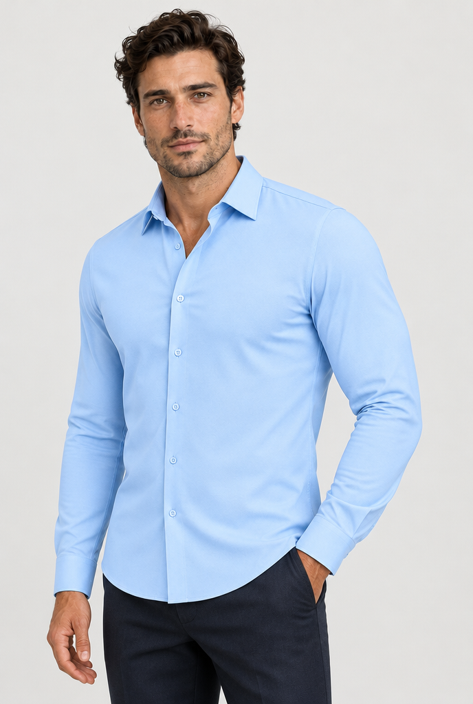 HEIRVALE fitted shirt, Light Blue, Long Sleeve