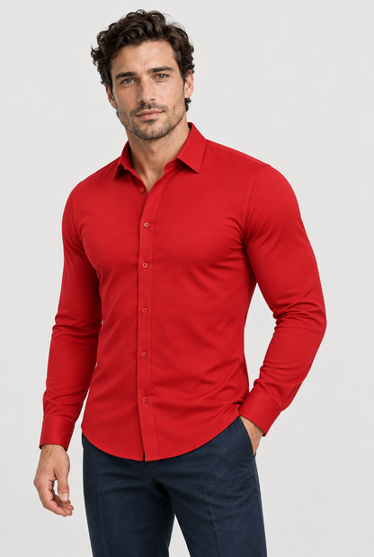 HEIRVALE fitted shirt, Red, Long Sleeve