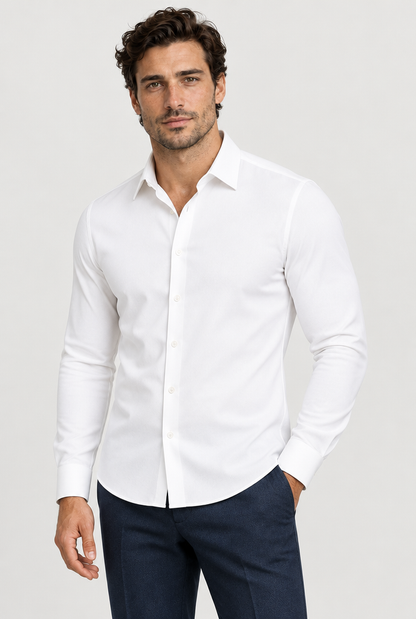 HEIRVALE fitted shirt, White, Long Sleeve