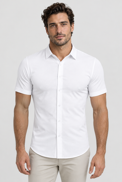 HEIRVALE fitted shirt, White, Short Sleeve
