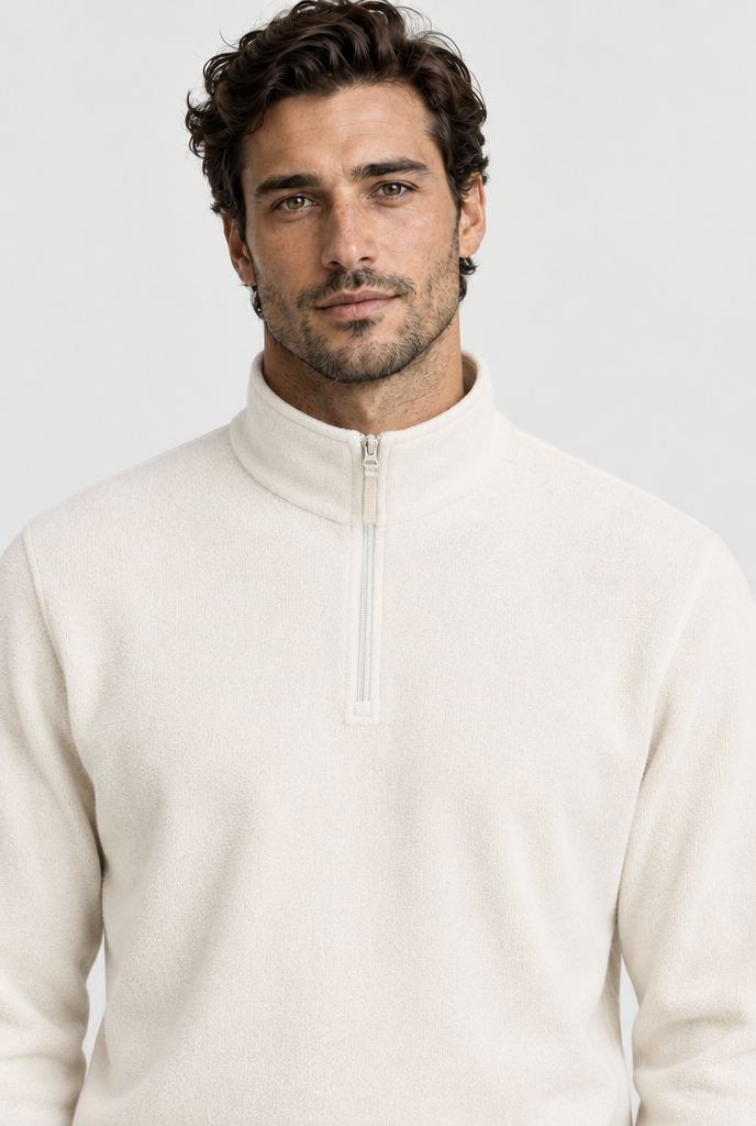 The Half-Zip Fleece — Ivory — detail
