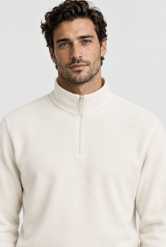 The Half-Zip Fleece — Ivory — detail