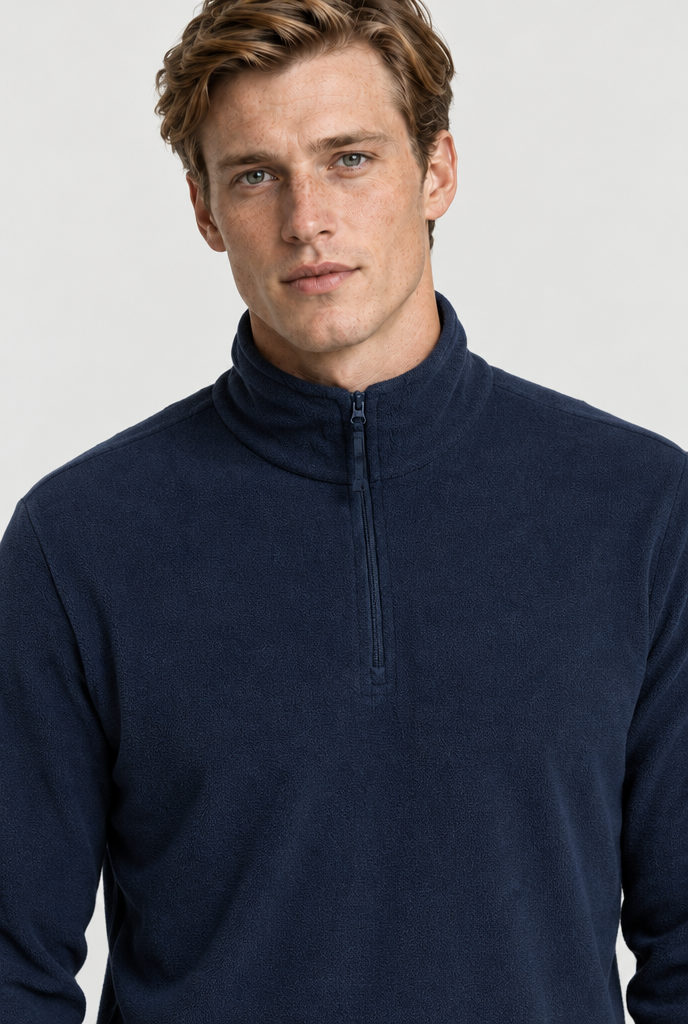 The Half-Zip Fleece — Navy — detail