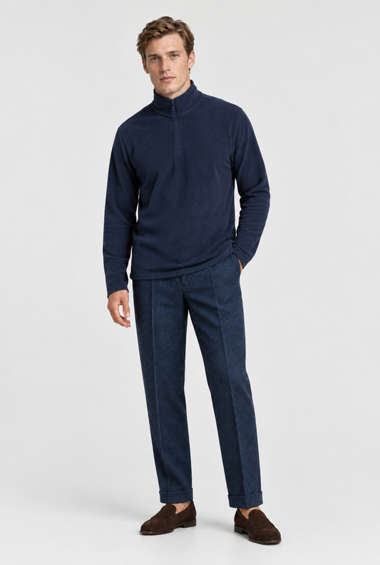 The Half-Zip Fleece — Navy — full look