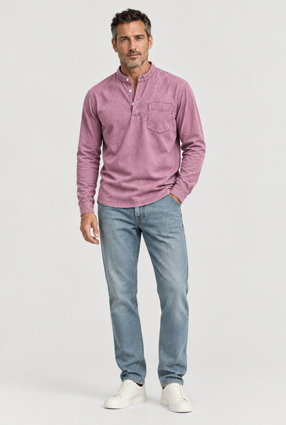 HEIRVALE The Long-Sleeve Henley in Pink
