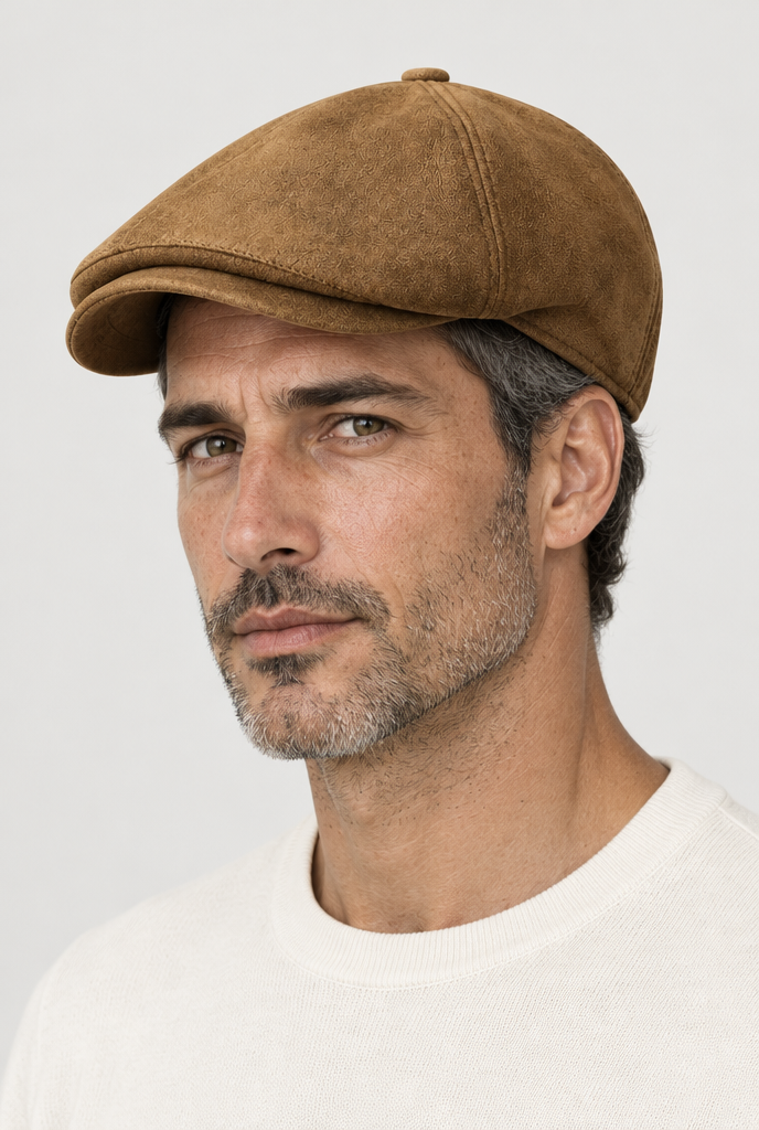 The Panelled Newsboy Cap — Vintage Tan