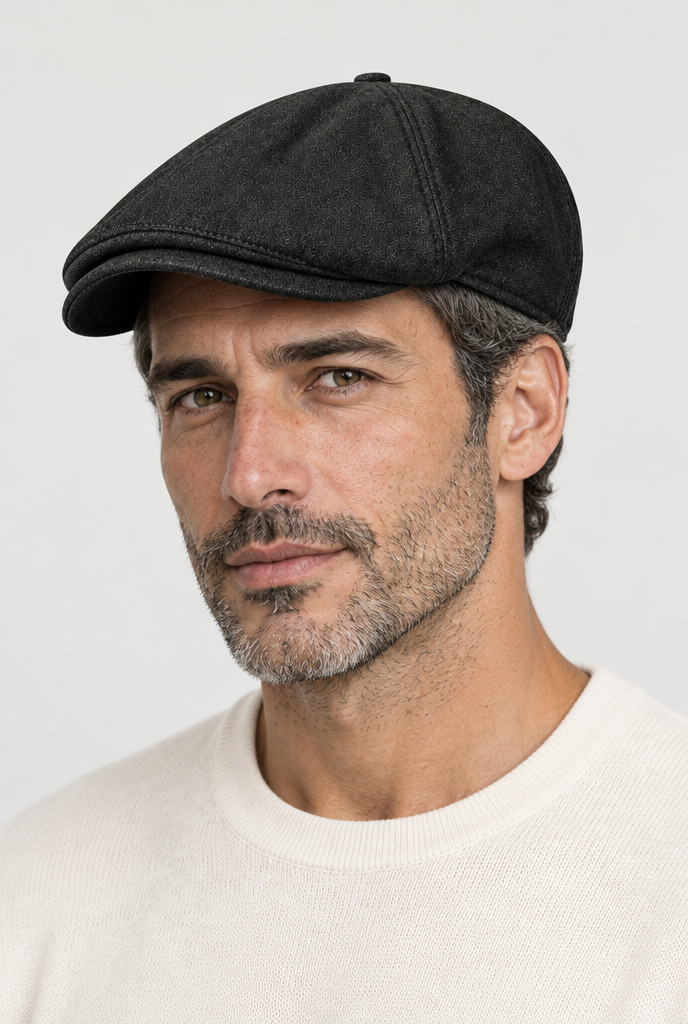 The Panelled Newsboy Cap — Classic Black