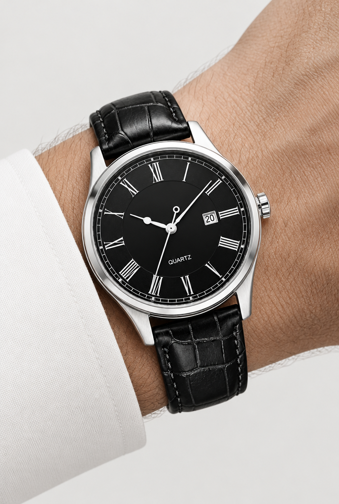 The Roman Dial Watch — Classic Black