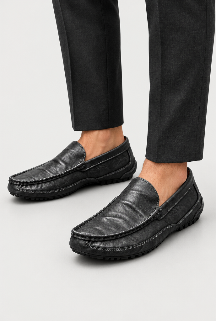The Stitched Driving Loafer — Classic Black