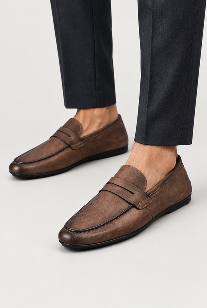 The Slim Penny Loafer — Brown