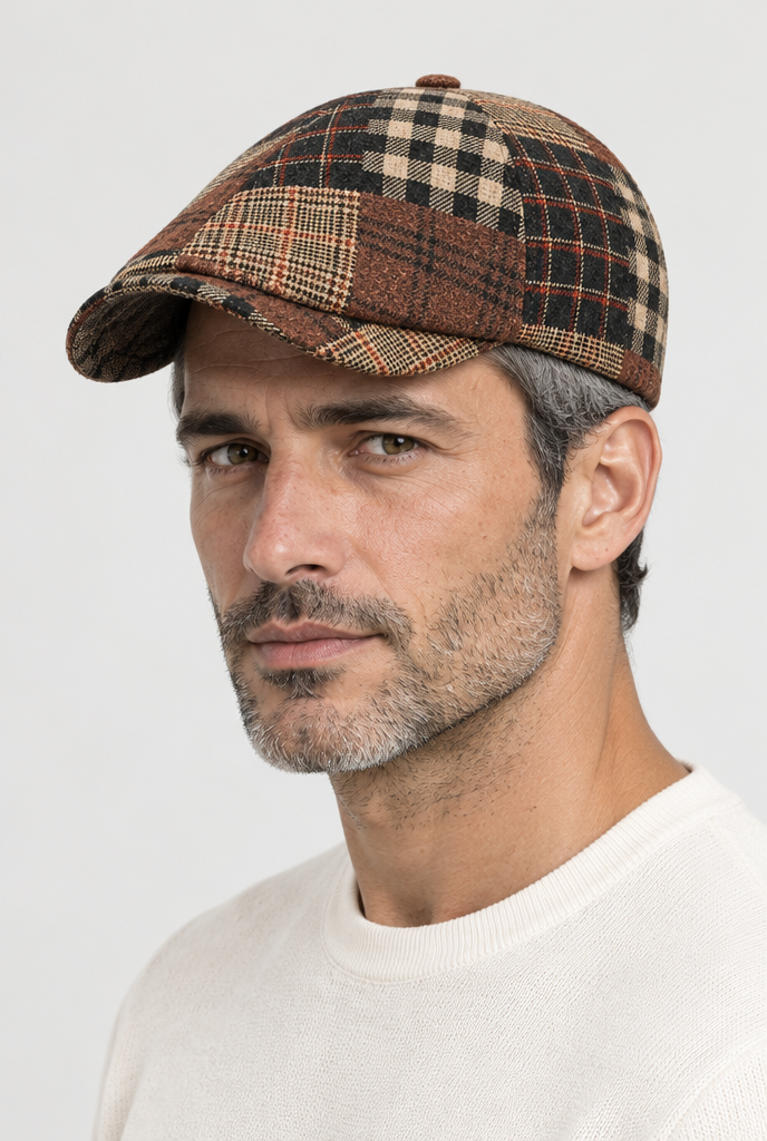 The Patchwork Newsboy Cap — Coffee