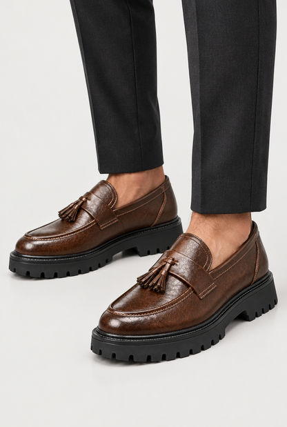 The Lug-Sole Tassel Loafer — Brown