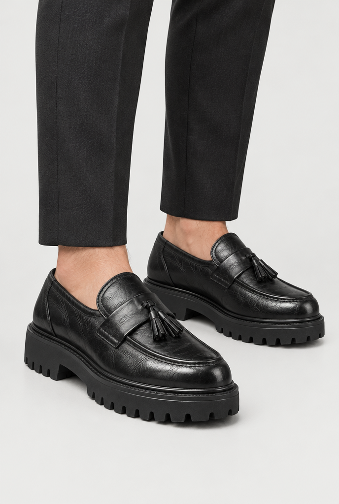 The Lug-Sole Tassel Loafer — Classic Black