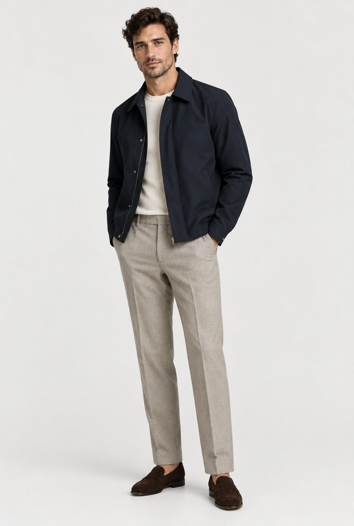 The Lightweight Jacket — Navy — on-model look